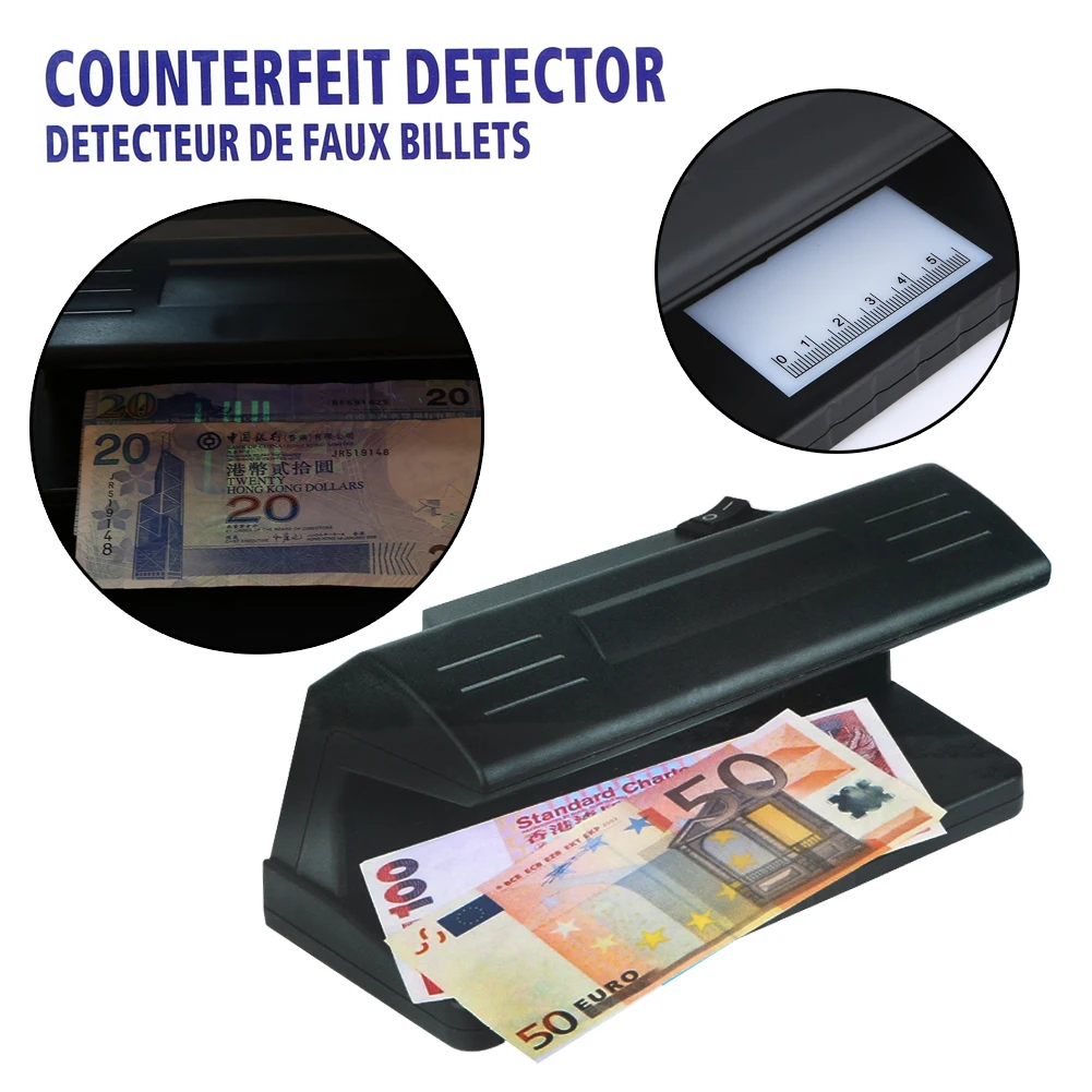 EU 4W UV Light Money Detector Checker Practical Counterfeit Money Tester Bill Currency Fake Detector Machine with ON/OFF Switch