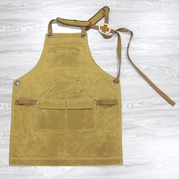

Adjustable Canvas Aprons with Tool Pockets BBQ Cooking Wear Resistant Waterproof Fireproof Oil-proof Aprons for Men Women New