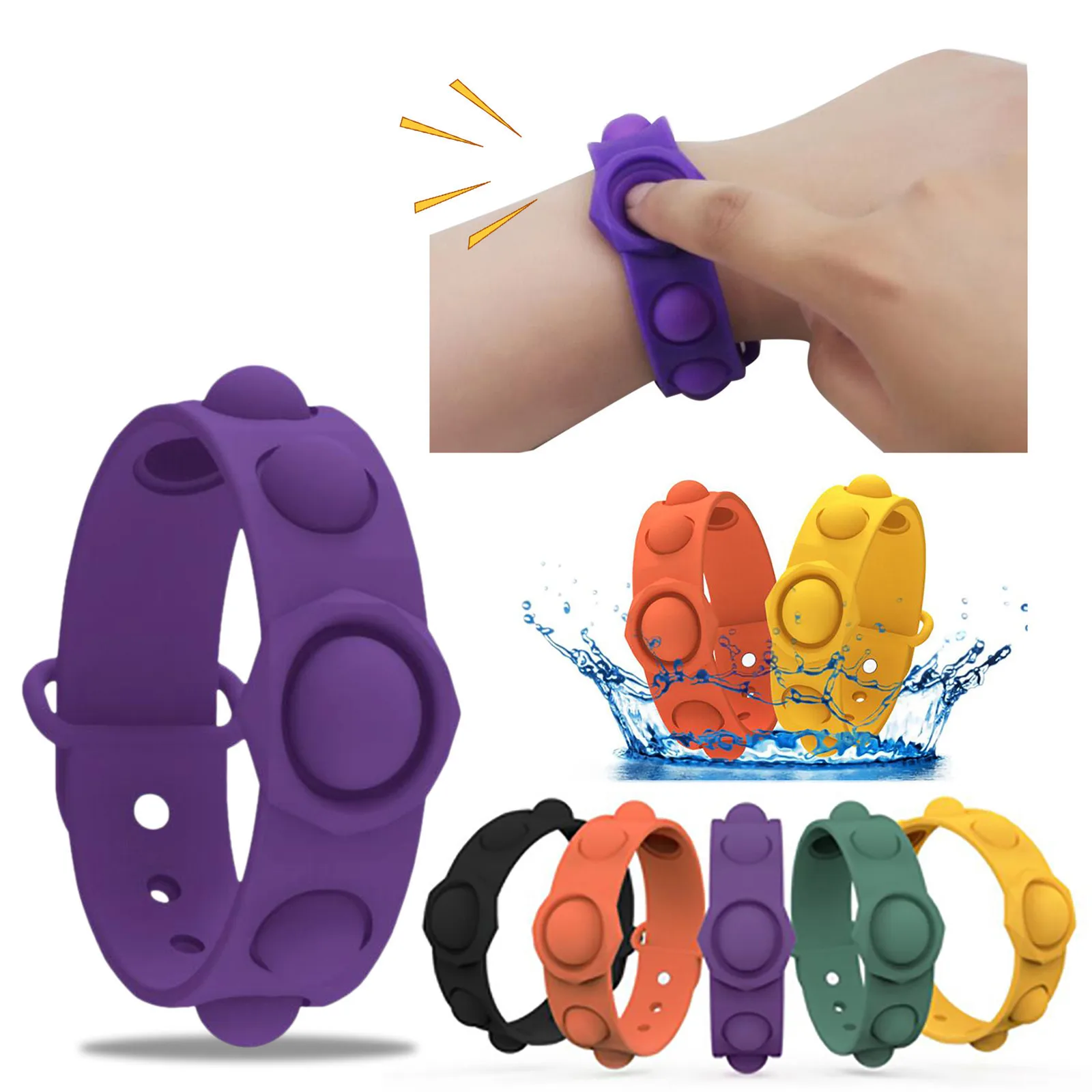 Portátil pulsera de Fidget descompresión Simple Dimple juguetes Popsit de alivio del estrés Fidget juguetes de silicona prensa masaje juguete