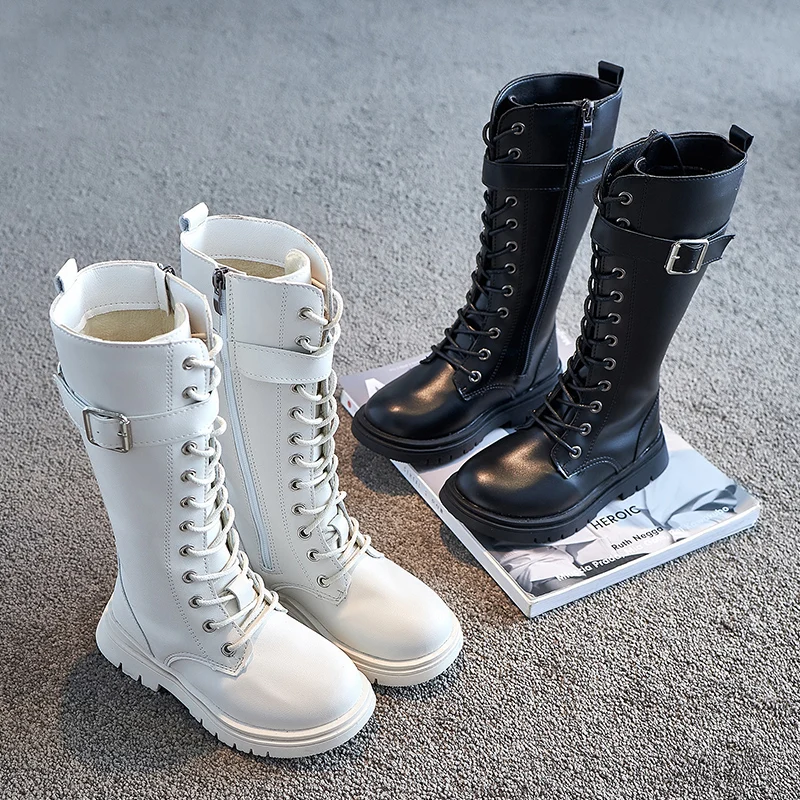 Children's Boots 2023 Winter plush Girls High Boots Zipper Little