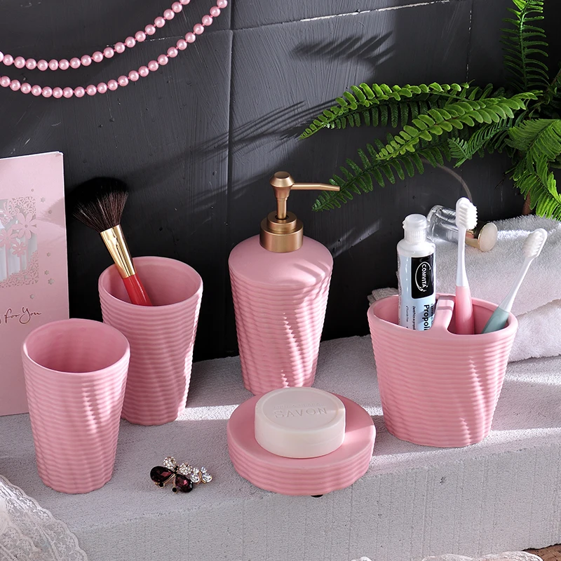 Скандинавские минималистичные креативные керамические чашки для мытья влюбленных, парные чашки для ванной комнаты, пять частей, свадебный подарок, подарочная коробка