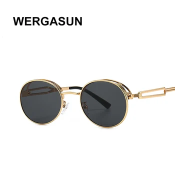 

WERGASUN Vintage Round Polarized Sunglasses Retro Steampunk Sun Glasses for Men Women Small Metal Circle Driving Glasses UV400