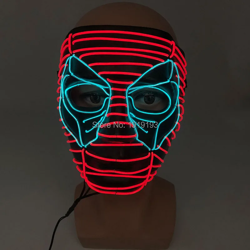 Дешево! Светодиодные неоновые Вечерние Маски для Хэллоуина с рисунком из мультфильма, праздничный светильник на день рождения, светильник EL Cold, флуоресцентная маска для косплея