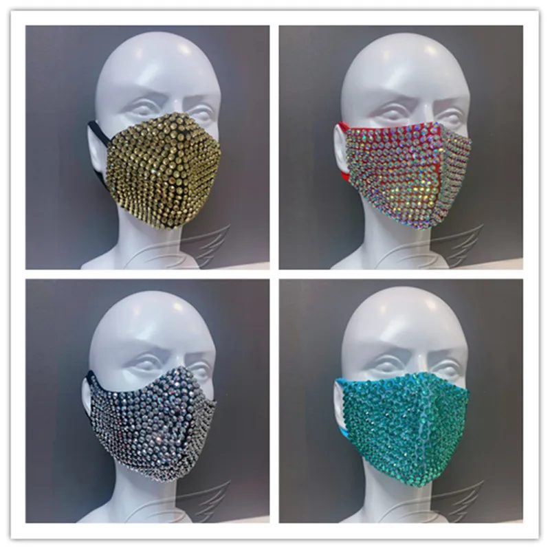 

Sparkling Full Pearls Rhinestone Masks Women Men Nightclub Party Crystal Face Mask DJ Singer Dancer Sexy Performance Accessories