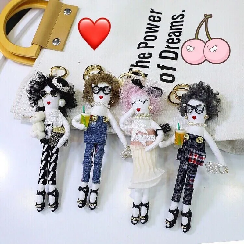 

2019 Korean Fashion Real Mink Fur Keychain Bag Pompom Girl Bag Charm KeyRing Luxury Car Jewelry Pendant Women Gift Accessory