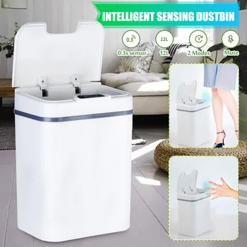 

Automatic 12L Touchless Smart Infrared Motion Sensor Rubbish Waste Bin Kitchen Trash Can Garbage Bins for Home Room Kitchen Car