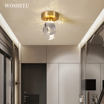 

Modern LED Ceiling Lamp Crystal Lampshade Gold Lights for Balcony Corridor Staircase Vestibule Decoration Lighting Fixture