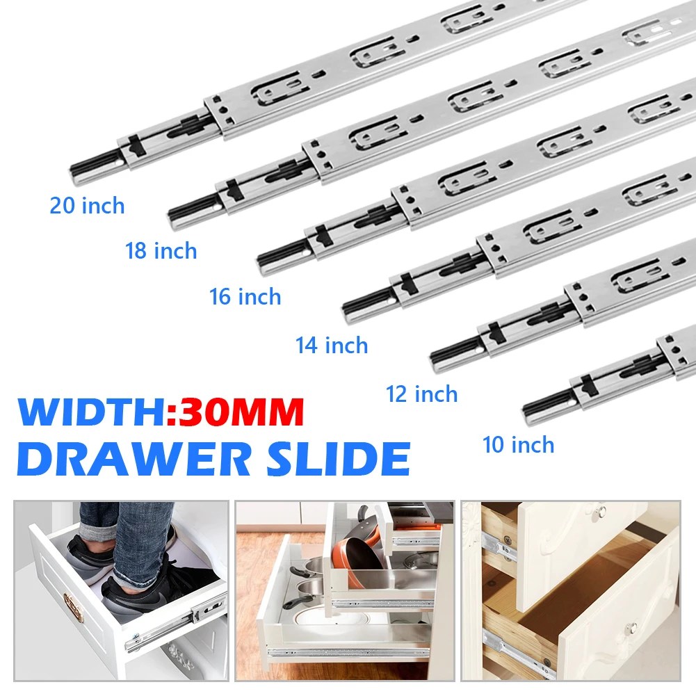

10" - 20" Stainless Steel Drawer Slides Soft Close Drawer Track Rail Sliding Three-Section Cabinet Slides Furniture Hardware