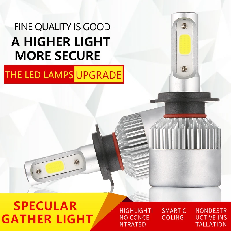 S2 H1 H3 H4 H7 H8 H9 H11 9005 9006 COB Del Faro 72W фары для 8000LM светодиодный Авто ФАРИ Lampadina Della Luce di Nebbia 4300K 6500K 8000K 24 V