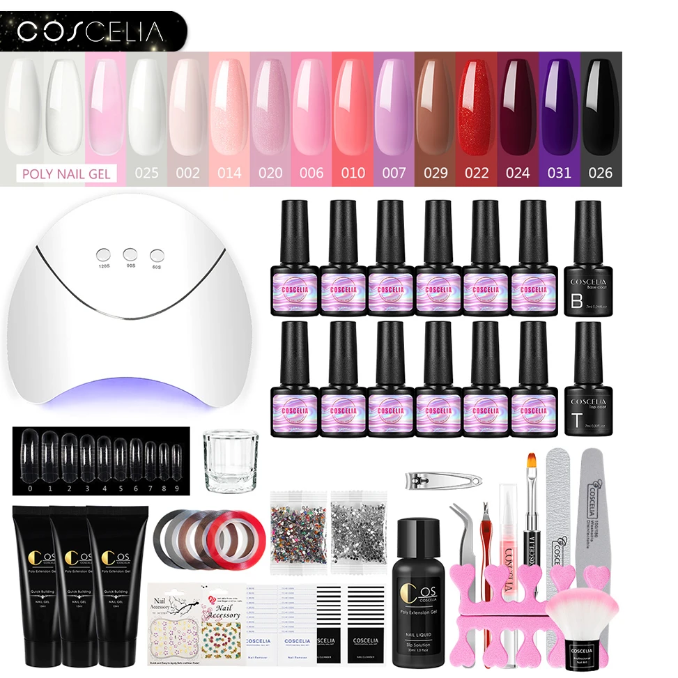coscelia kit de manicura para esmalte de unas lampara de unas led uv de cristal extendido herramientas de barniz semipermanente