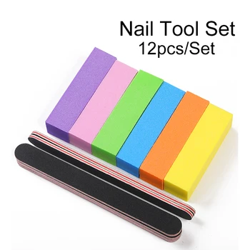 

12Pcs/Set Black Nail File Buffer Muticolor Nail Buffers Sanding Block Professional Pedicure Nail Art Tools Kits