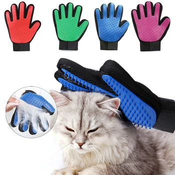 

Dog Pet Grooming Glove Silicone Cats Brush Comb Deshedding Hair Gloves Dogs Bath Cleaning Supplies Animal Comb Deshedding Gentle