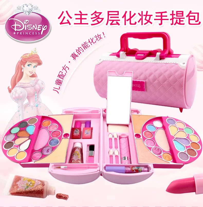 Gran oferta Caja de maquillaje de frozen de la princesa de Disney, juguetes cosméticos para niños, bolso seguro y no tóxico, juguetes de maquillaje solubles en agua dV5VkDA8j