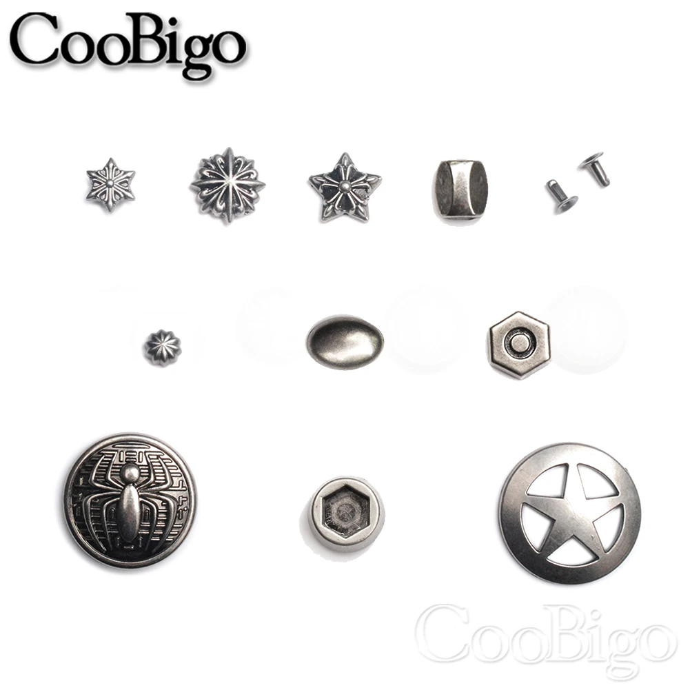 10 Sets Metal Spike Studs Rivets Vintage Riveting Button for Clothing Pants Pets Collar DIY Leather Craft craft supplies jewelry making supplies