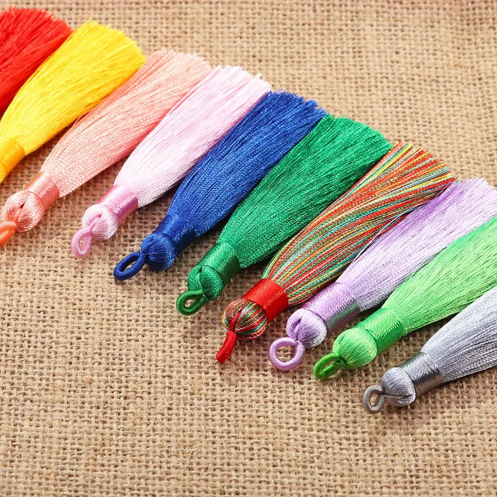 

10pcs 8-9cm Colorful Cotton Silk Tassel Brush for Earring Charm Making Sati Tassels Pendant Diy Jewelry Findings Handmade Crafts