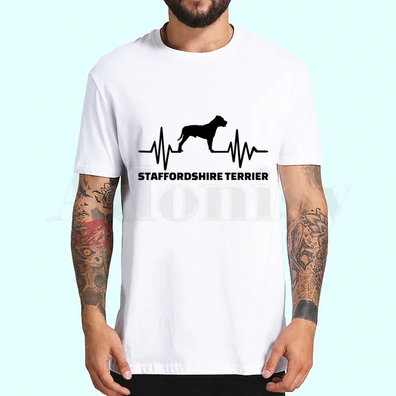 Стаффордширский бультерьер Новое поступление Футболка с принтом Мужская футболка мужские повседневные топы с коротким рукавом Harajuku
