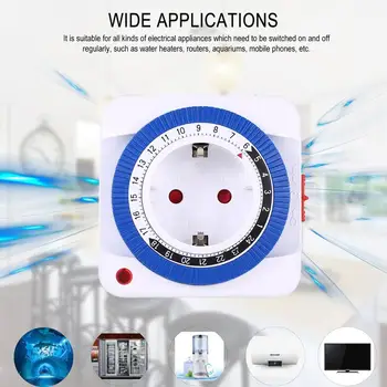 

24 Hours Plug in Mechanical Grounded Programmable Timer Switch Smart Countdown Switch Socket Indoor Auto Power off 230V