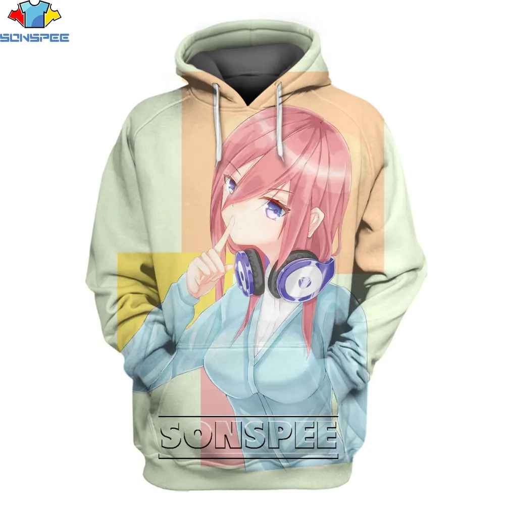 

SONSPEE 3D Anime The Quintessential Quintuplets Print Hoodie Street Fashion Otaku Cartoon Harajuku Casual Men's Women's Tops