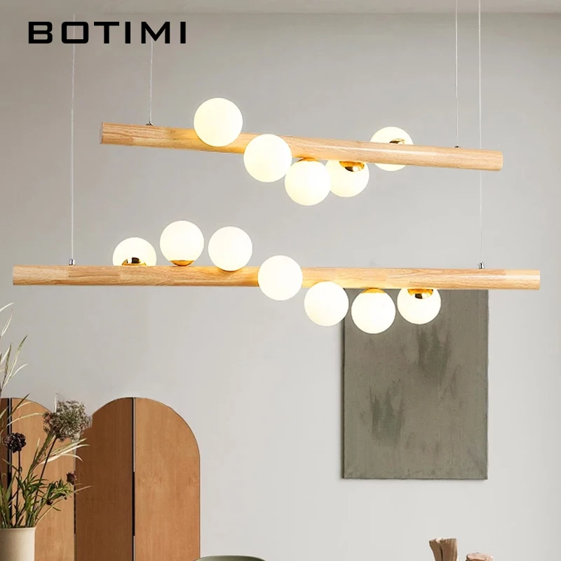 Обеденный светодиодный подвесной светильник BOTIMI деревянная лампа для гостиной