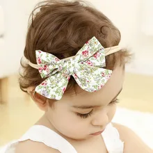 Европейский и американский лидер продаж, пасторальный стиль, цветочный принт, бант, детская лента для волос, одежда из чистого хлопка, головной убор для девочек
