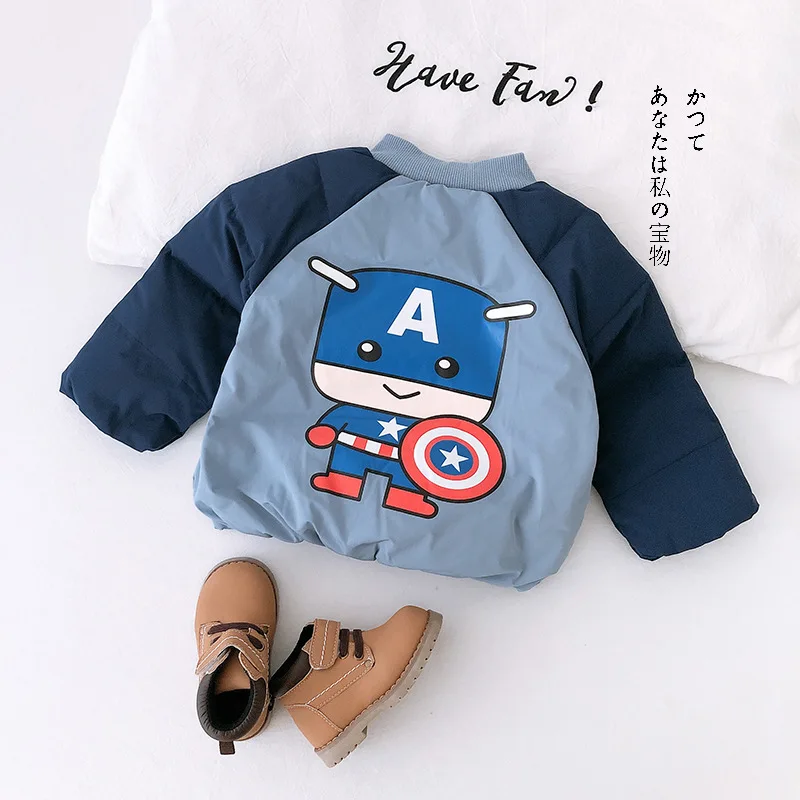 Captain America Куртка для маленьких девочек г. Осенне-зимняя куртка для девочек, пальто детская теплая верхняя одежда, пальто для мальчиков, куртка, пальто Детская одежда DS49 - Цвет: Captain America