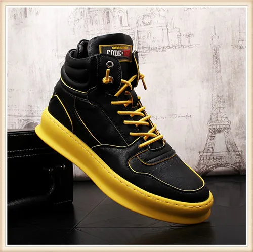 Мужские высокие кроссовки; сезон весна-осень; botas hombre Cuero; Bottines Homme Cuir Lux E50 - Цвет: Черный