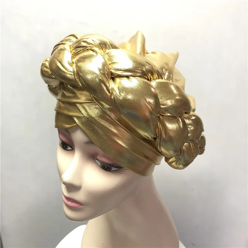 Нигерийский желтый Gele Headtie Aso Oke уже изготовленный Auto Ebi головной убор Африканский