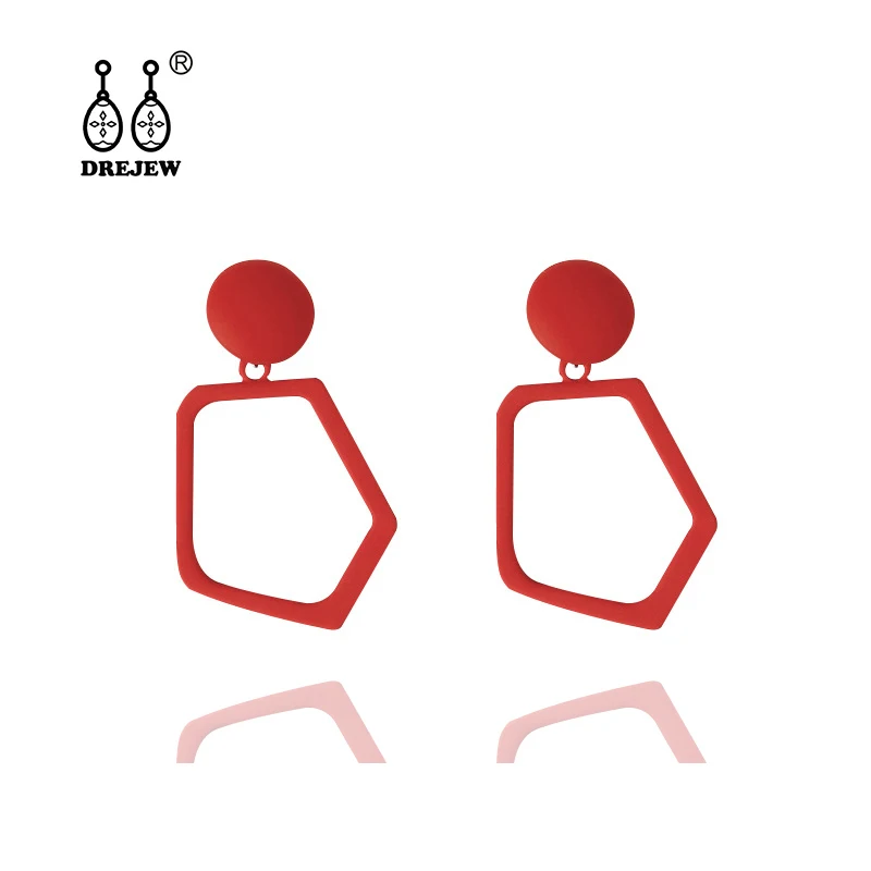 

DREJEW Red Purple Green Pink Geometric Irregular Statement Dangle Earrings Korean Alloy Drop Earrings for Women Wedding HE863