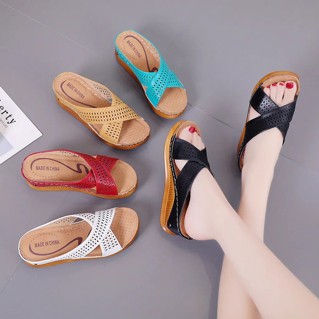 

Women's Slippers Fashion Casual Slip On High Heels Thick Platforms Comfortable Shoes Outdoor Slippers Claquettes Femme Chaussure