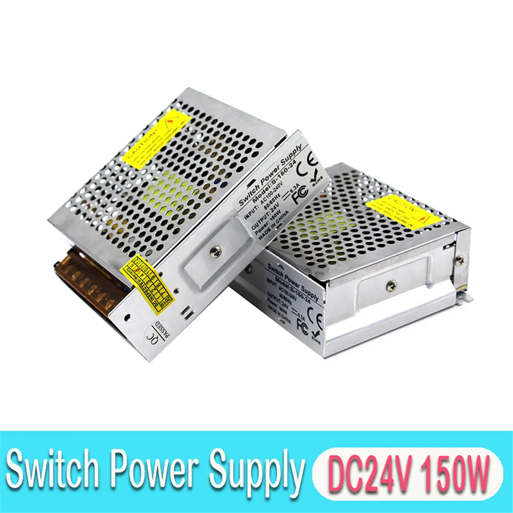 

DC Power Supply 24V 6.3A 150W LED Driver Transformers 110v 220v AC DC24V Switch Powers Source for LEDStrip Lighting CCTV Motor