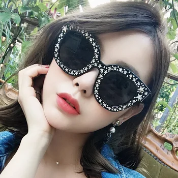 

Korean style fashion sun glasses retro imitation diamond star sunglasses personalized fashion glasses internet red sunglasses