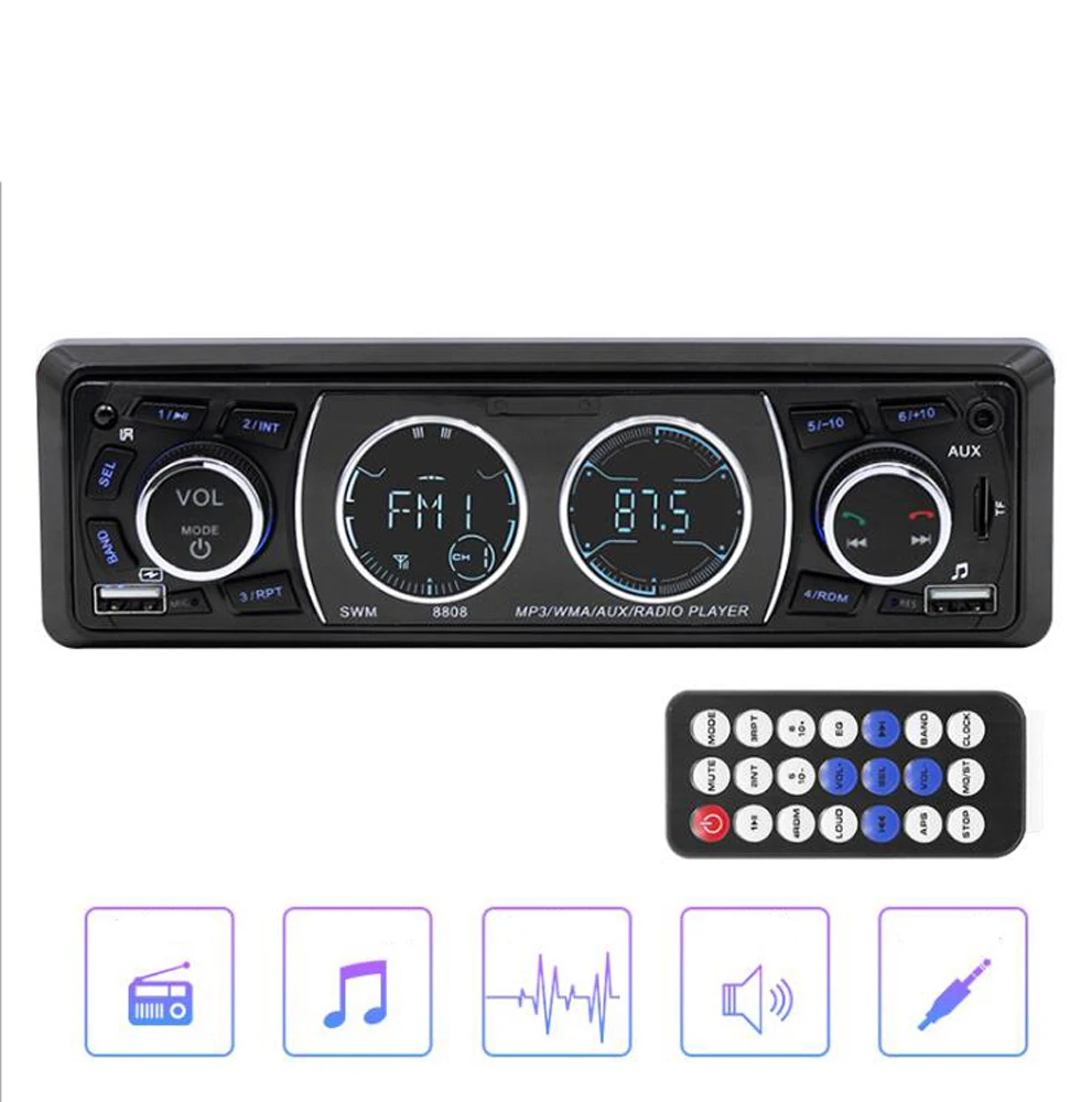 Автомагнитола 1 Din MP3 плеер Стерео Авторадио мультимедийный плеер Автомобильный аудио Bluetooth FM AUX пульт дистанционного управления Handsfree звонки USB SD