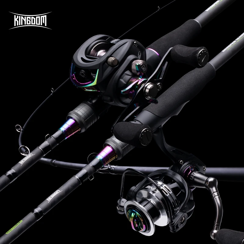 

Kingdom Fishing Rod Reel Combo Casting Spinning Set Two Power Tips 1.8m/2.1m/2.4m L ML M MH Lightweight Two Sections For Pike