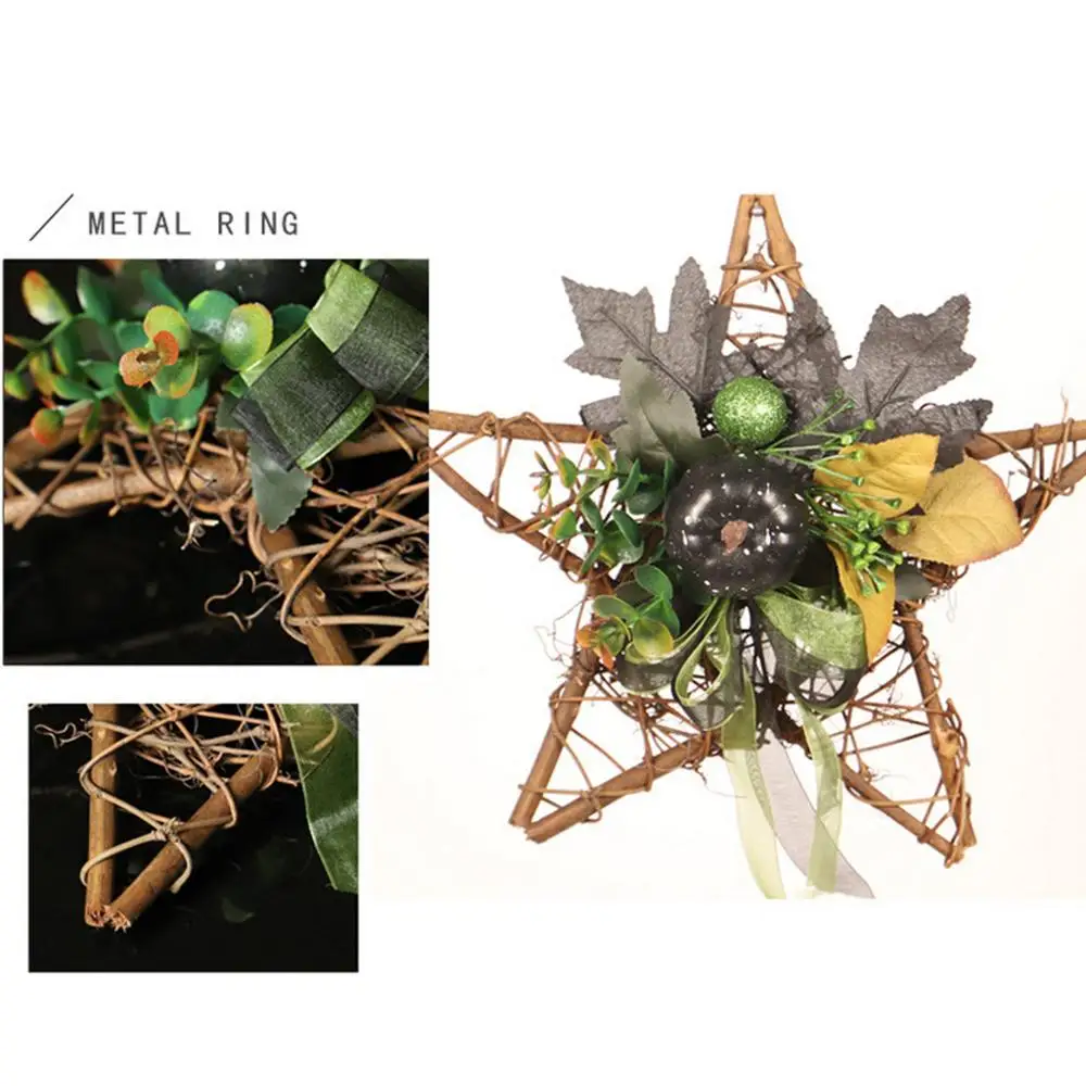 Halloween Wooden Five-star Wall Hanging Ghost Festival Black Pumpkin Handmade Festival Props Scene Layout Party DIY Decor HH4