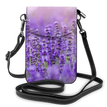 

Sunset Over Violet Lavender Field Cell Phone Purse Smartphone Wallet Leather Shoulder Strap Handbag Women Bag