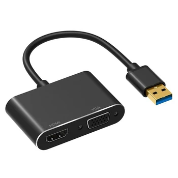 

USB 3.0 2.0 to HDMI VGA HD TV Adapter Cable External Ie Card Converter Black
