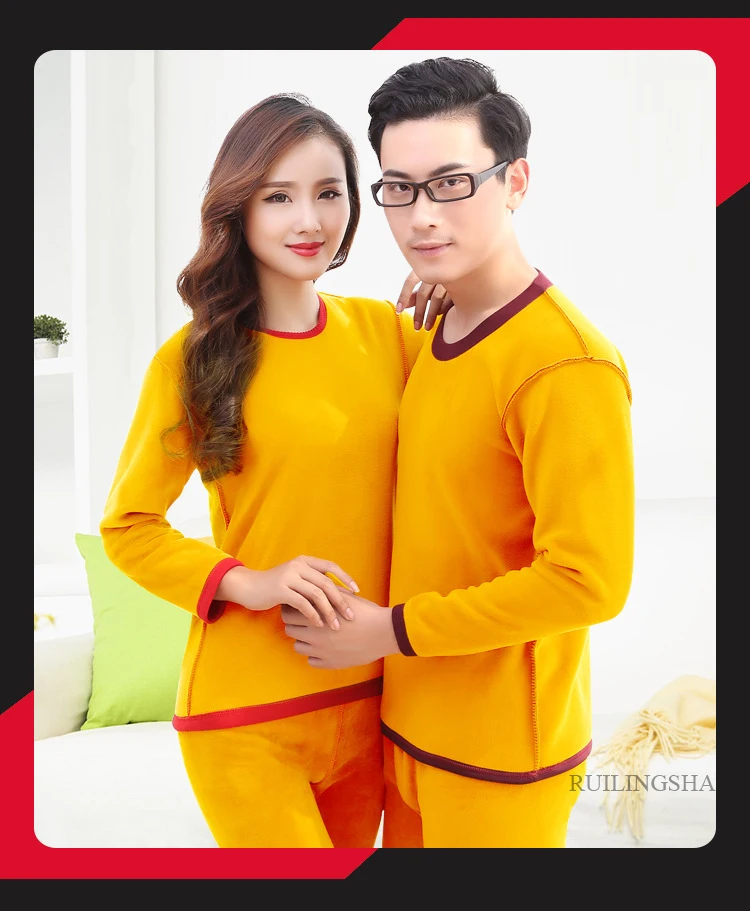 Men Women New Thermal Underwear for Middle-aged with Plush and Thickened Undershirts Gold Velvet Suits Plus Size Long Johns Sets