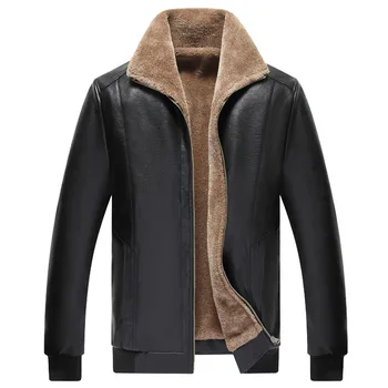 

Male Leather Jacket Men Coats S-3XL Brand High Quality PU Outerwear Men Business Winter Faux Fur Male Jacket Fleece E82109