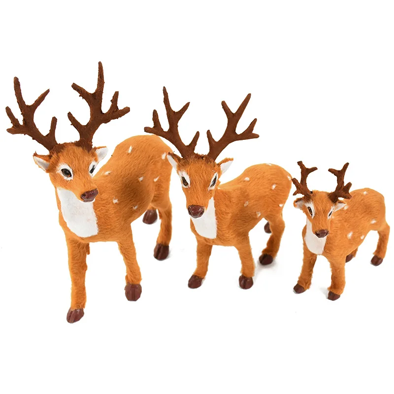 Simulation Christmas Deer Christmas Elk Plush Reindeer Fairy Garden Miniatures Prop Animal Model Figurine New Year Home Ornament