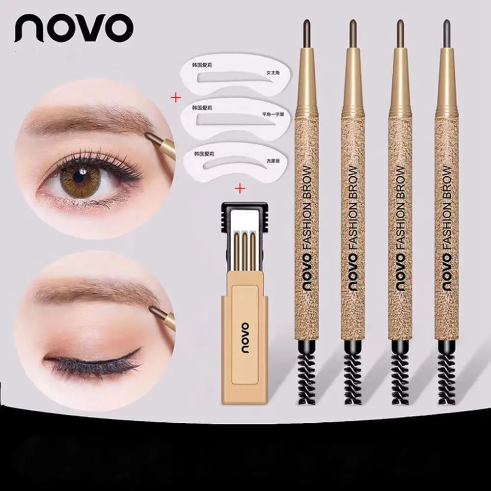 Fashion 4 Colors NOVO Eyebrow Pencil Longlasting Waterproof EyeBrow Template Kit Natural Professional Eye Makeup Tool | Красота и