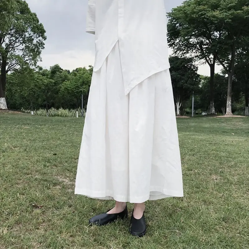 Ladies Pant Skirt Casual Pants Wide Leg Pants Summer Wear New White Cotton And Linen Fabric Loose Waist Tight Loose Fashion