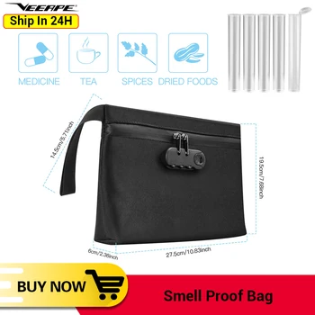 

Veeape Smell Proof Bag Combination Lock Durable Container Pouch Stash Bag Storage for Electronic Cigarette Case Travel Bags