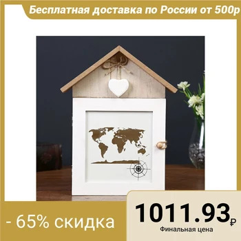 

Housekeeper wood 4 hooks "Golden map of the world" 29.5x22x6.8 cm 4161654