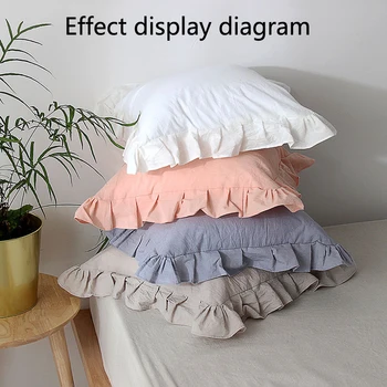 

1Pcs White Pillowcase Sham Princess Style European Pillow Cover Protector Bedding Cotton Solid Ruffle Pillow Cilected