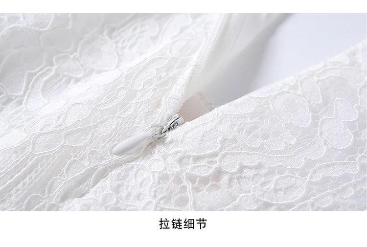 S-xxl сезон весна-лето; женское платье; белое кружевное платье; бальное платье с круглым вырезом; длина до середины икры; 3/4 рукав; модное повседневное милое белое платье