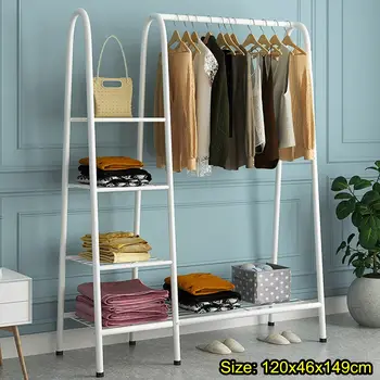 

Clothes Hanger Coat Rack Floor Hanger Storage Wardrobe Clothing Drying Racks Multi-layers Iron Clothes Storage Shelf Wardrobe
