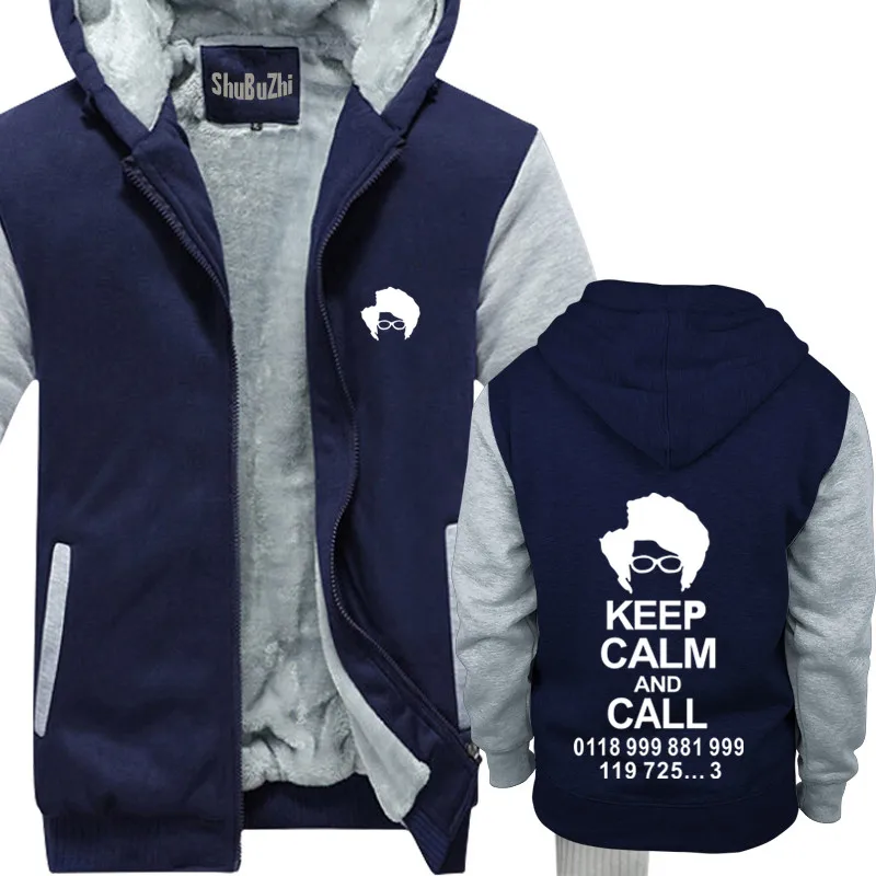 Зимние мужские флисовые толстовки с капюшоном, толстовка с принтом «The IT crope Keep Calm and Call», мужская куртка с компьютерным программатором, мужские толстовки с капюшоном - Цвет: navy grey