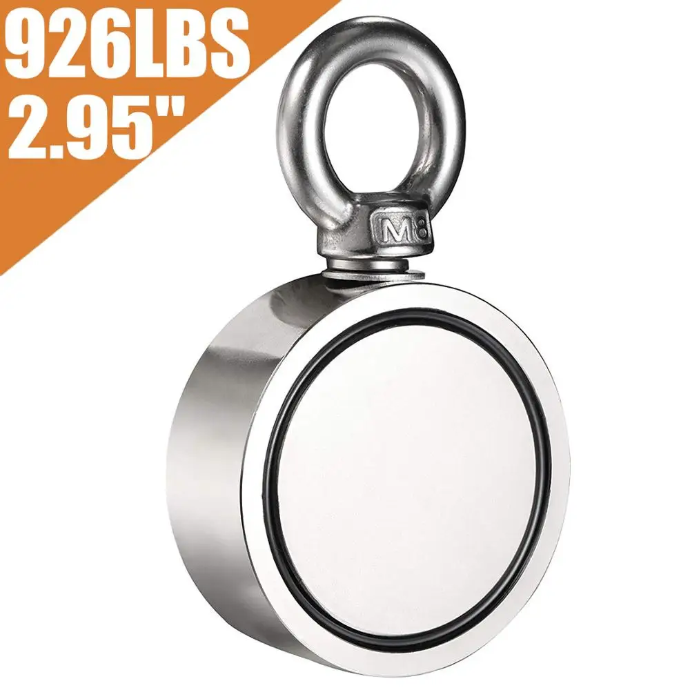 

Fishing Magnet Double Sided Neodymium Metal Magnet Detector with Eyebolt, Combined Super Strong Magnet for Magnetic Fishing 75mm