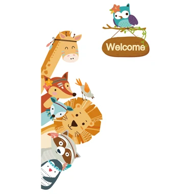 [SHIJUEHEZI] настенные наклейки с животными DIY мультфильм домашний декор наклейка для детской комнаты детская спальня детская дверь украшение - Цвет: animal sticker 5