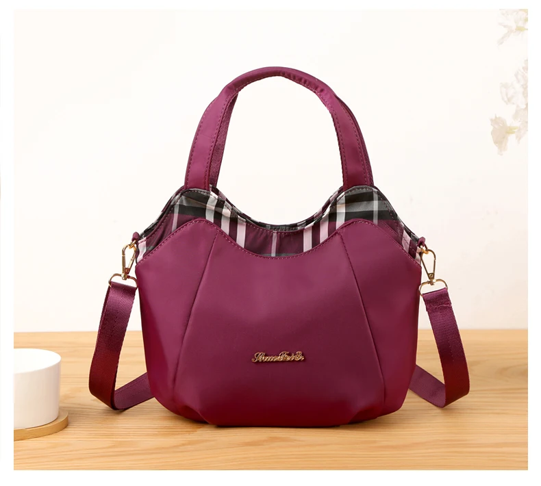 Women's Leather Plus Nylon Concise Fashion Shoulder Bag